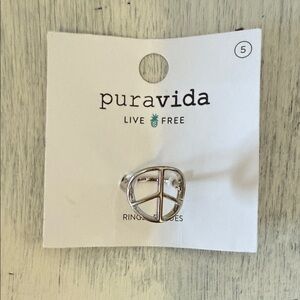 Pura Vida Silver Peace Symbol Ring